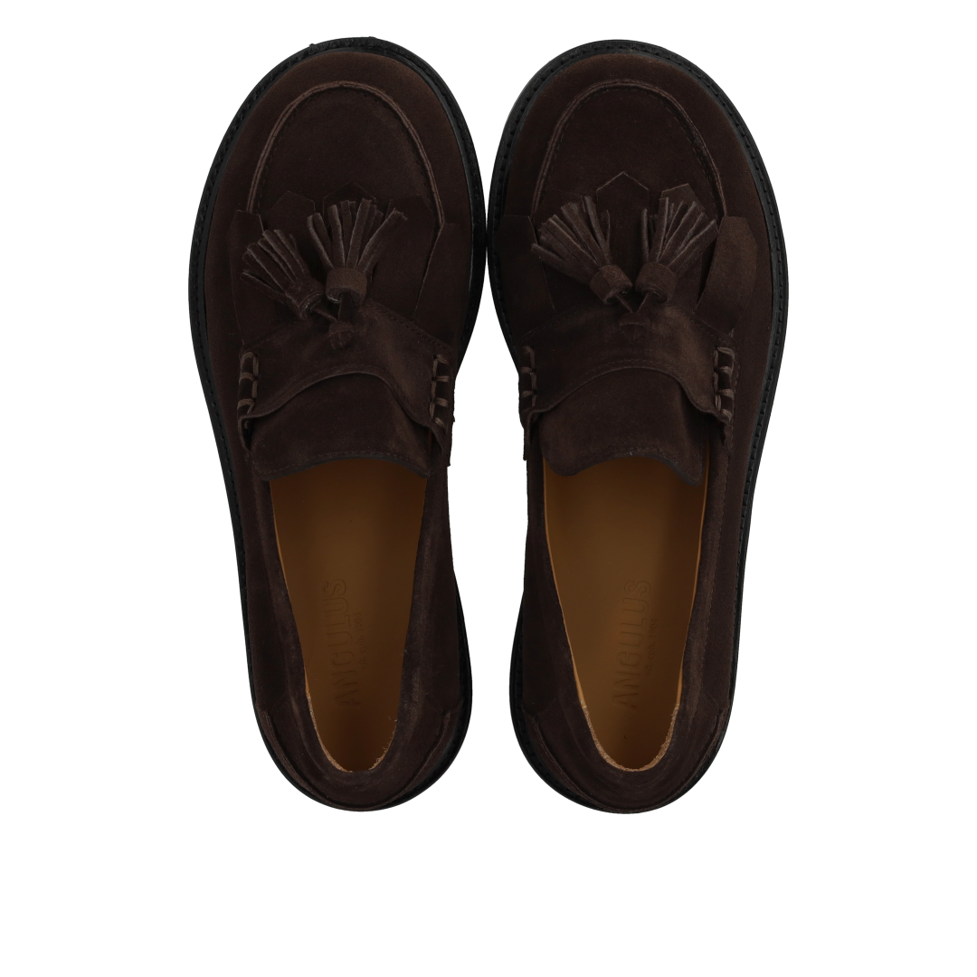 wide loafer with fringe and tassel detail
