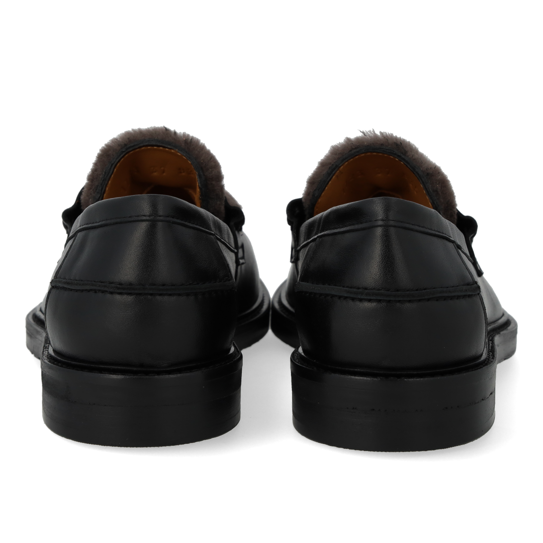 Penny loafer with soft fur trim