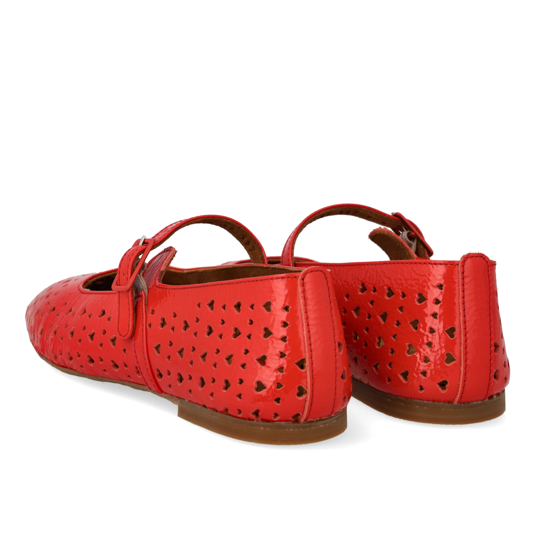 Mary Jane ballerina with perforated heart pattern