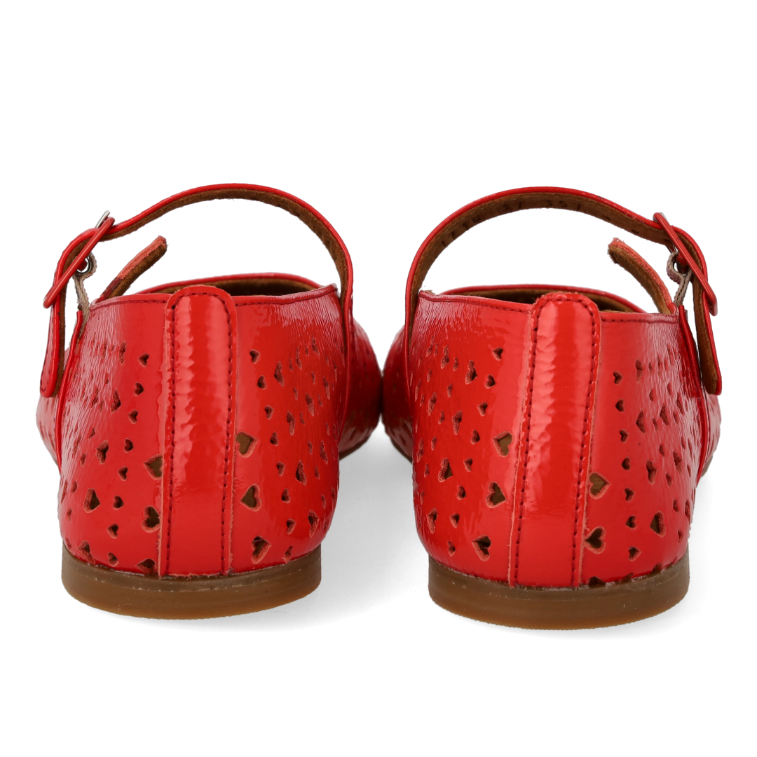 Mary Jane ballerina with perforated heart pattern