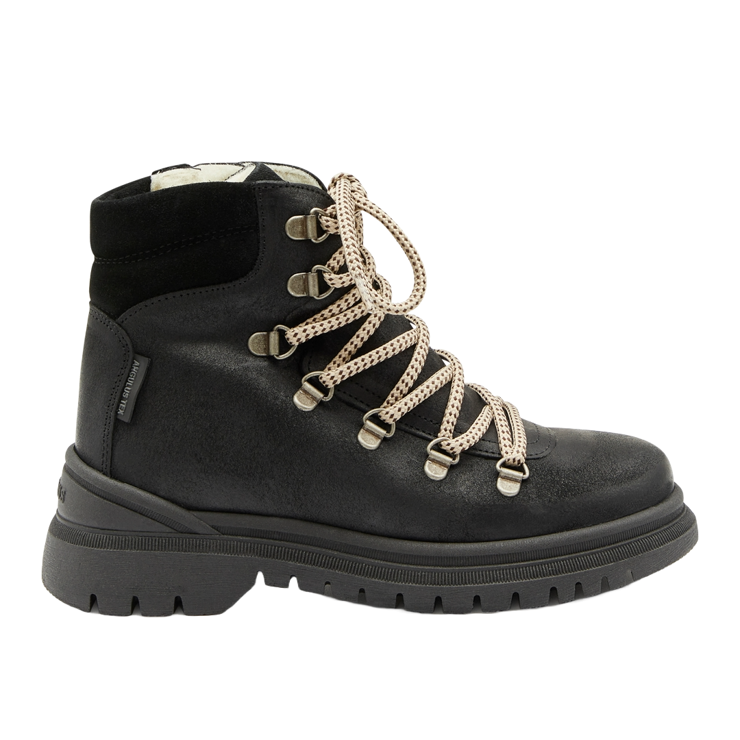 TEX-Lace-up boot with zipper and wool lining