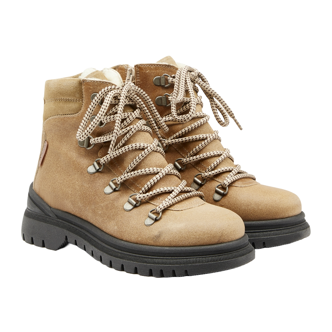 TEX-Lace-up boot with zipper and wool lining