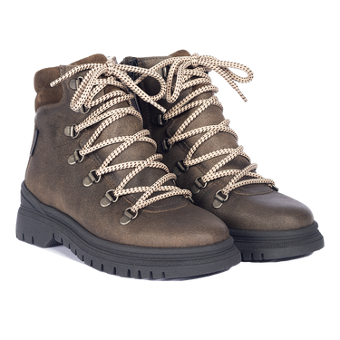 TEX-Lace-up boot with zipper and wool lining