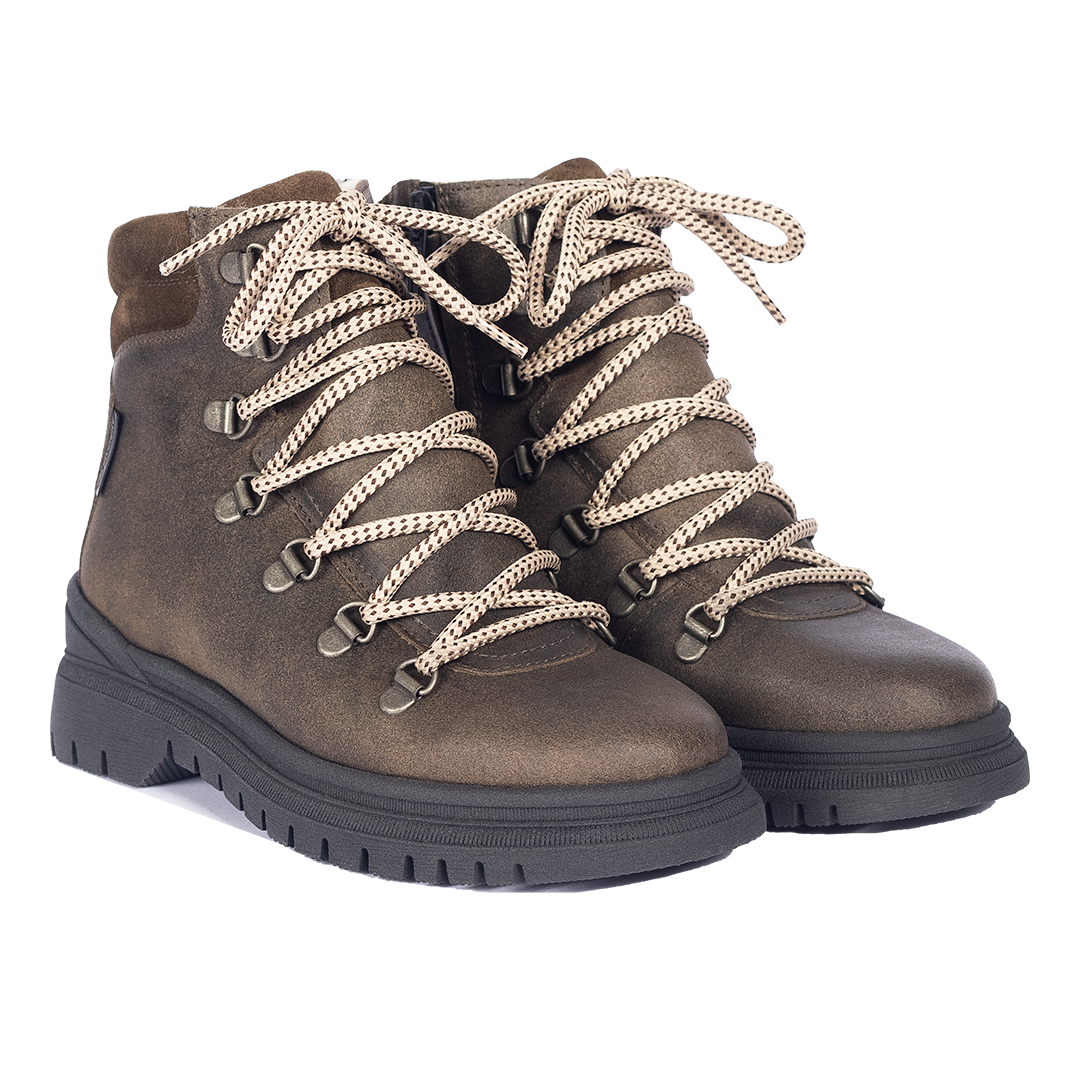 TEX-Lace-up boot with zipper and wool lining