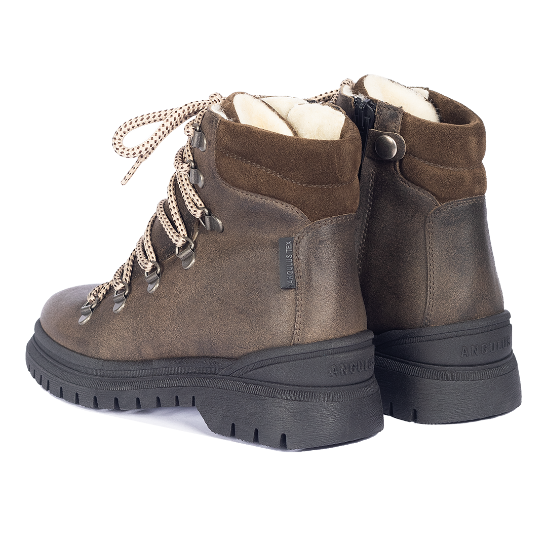 TEX-Lace-up boot with zipper and wool lining
