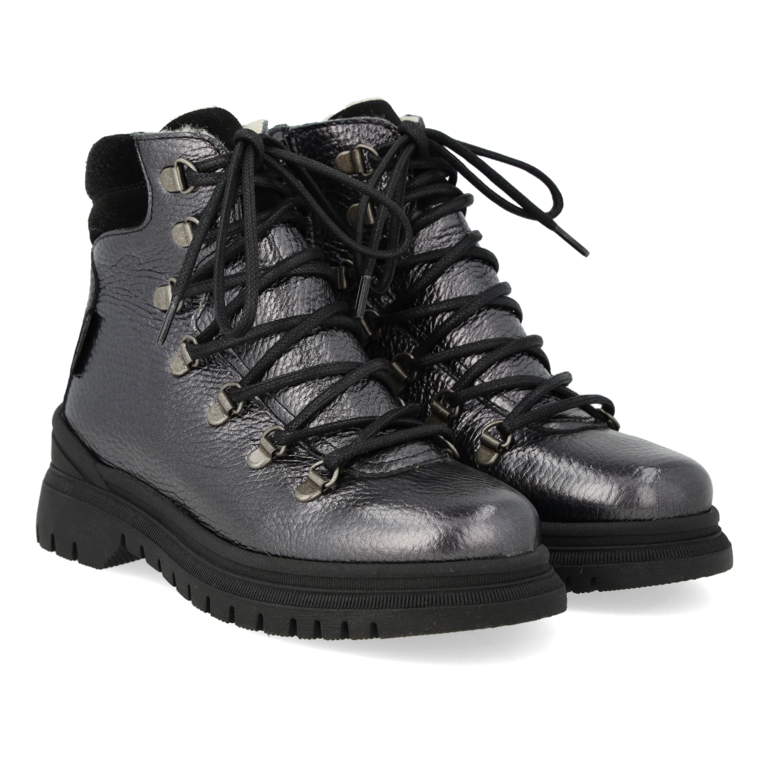 TEX-Lace-up boot with zipper and wool lining