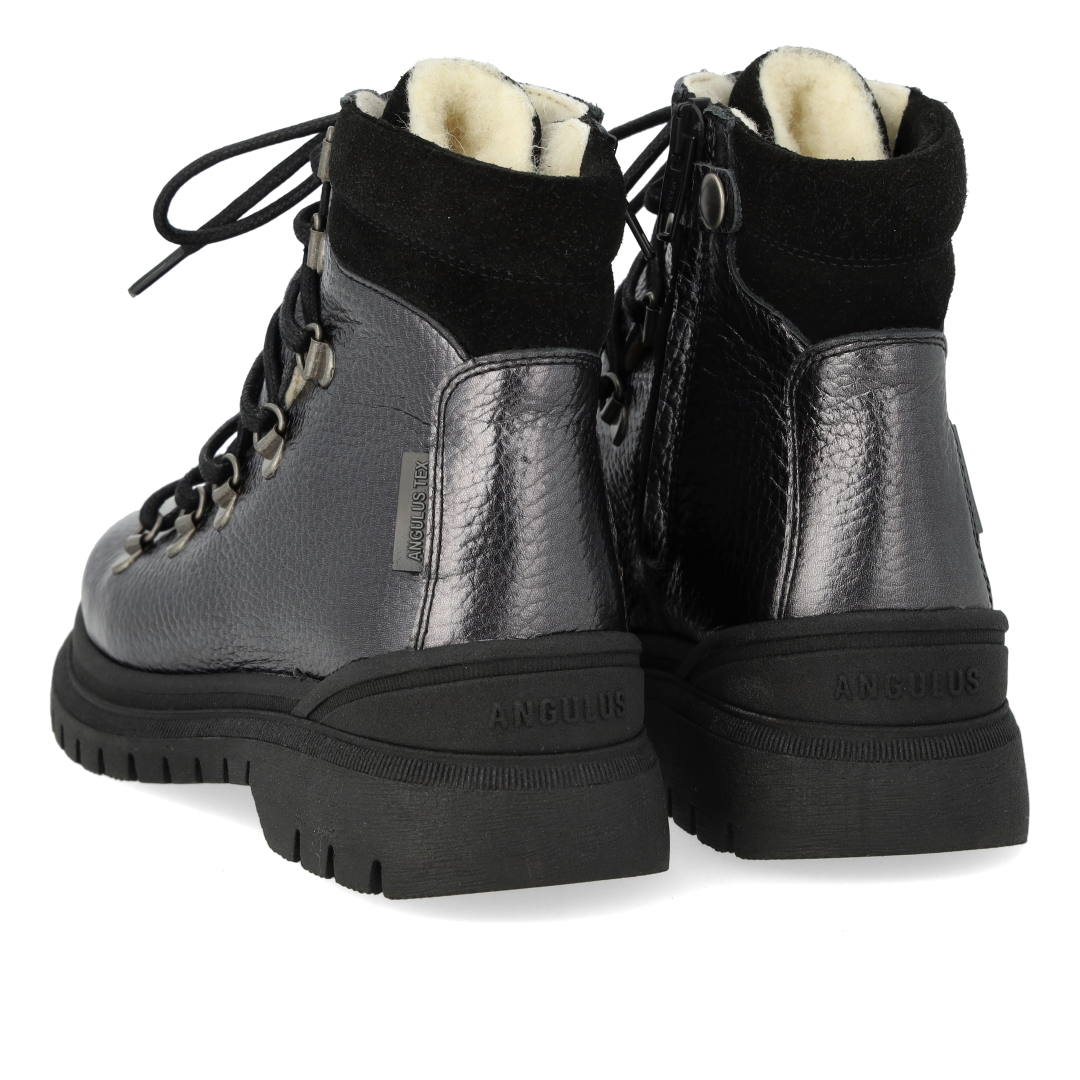 TEX-Lace-up boot with zipper and wool lining
