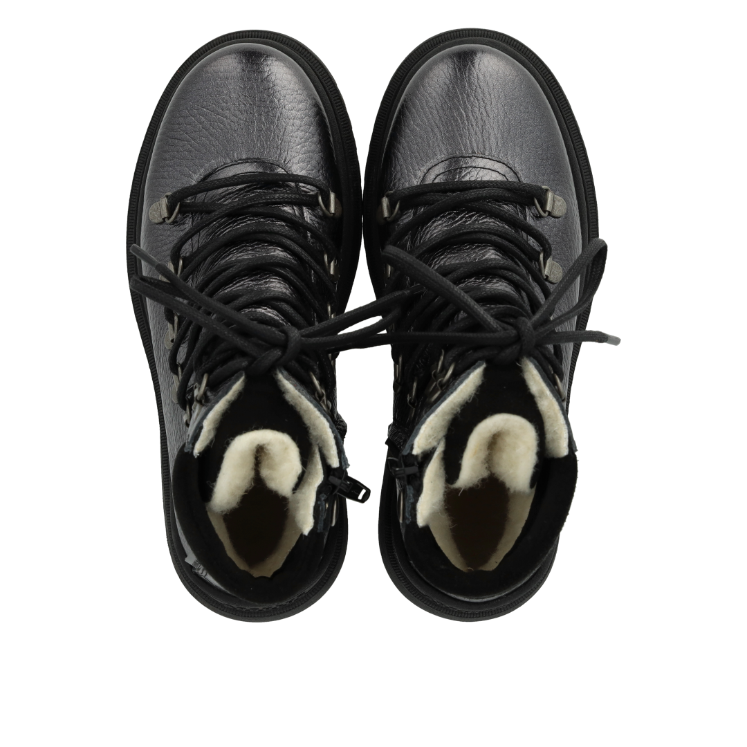 TEX-Lace-up boot with zipper and wool lining