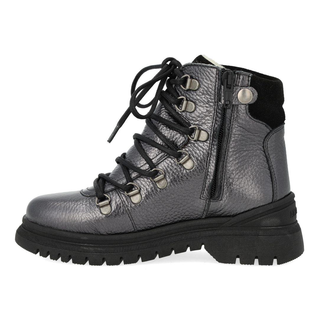 TEX-Lace-up boot with zipper and wool lining