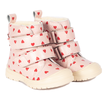 TEX-boot with merino wool lining and heart print