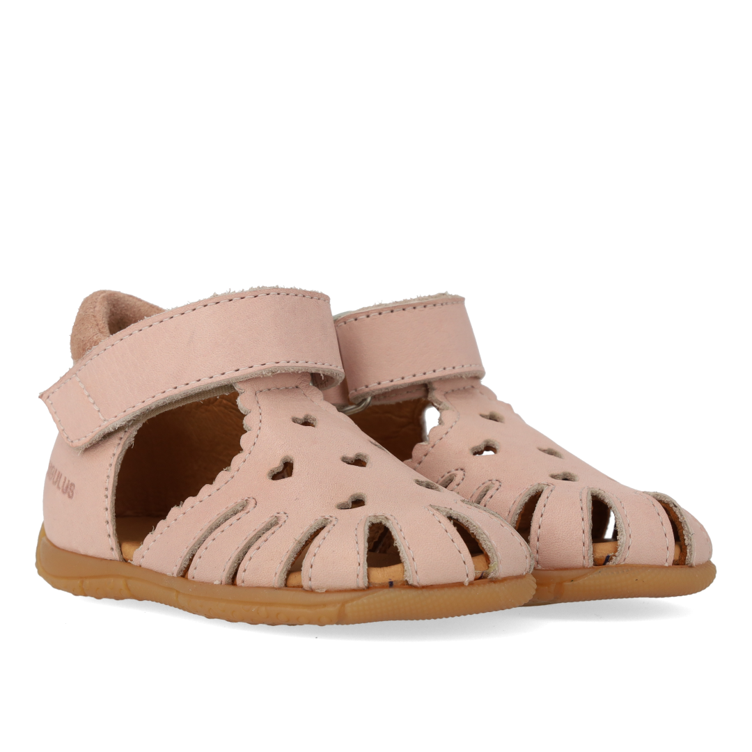 first steps sandal with a cut-out heart pattern