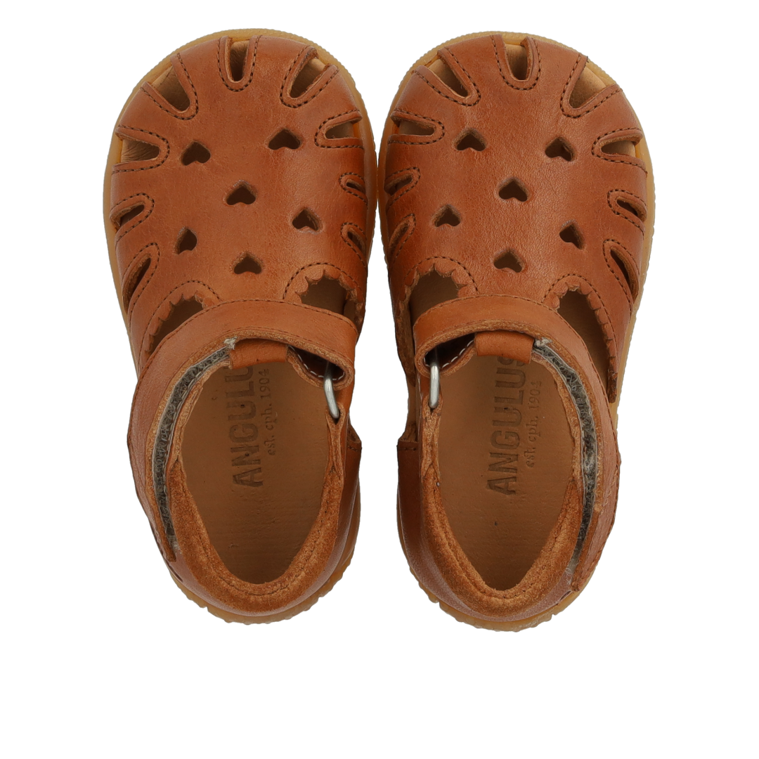 first steps sandal with cut-out heart pattern