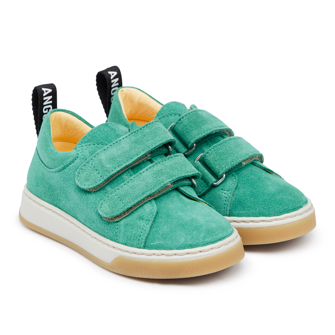 Sneaker with logo strap and velcro
