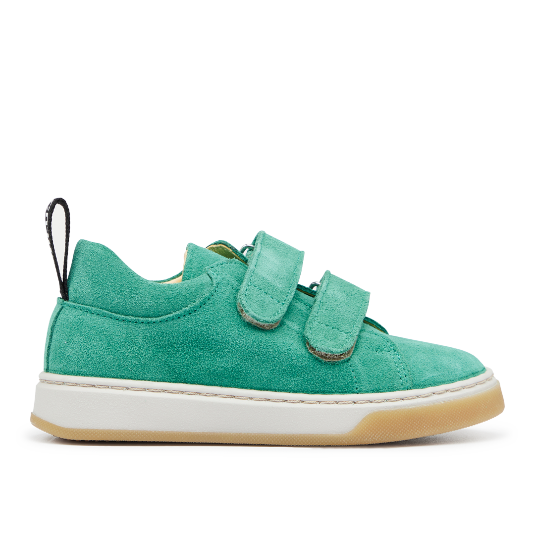 Sneaker with logo strap and velcro