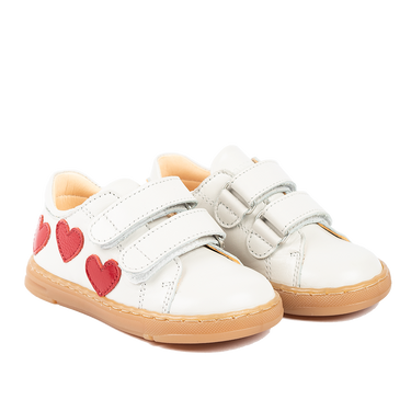 Sneaker with heart applications and velcro closure