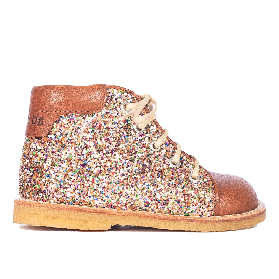 Classic toddler lace-up shoes with sparkling glitter