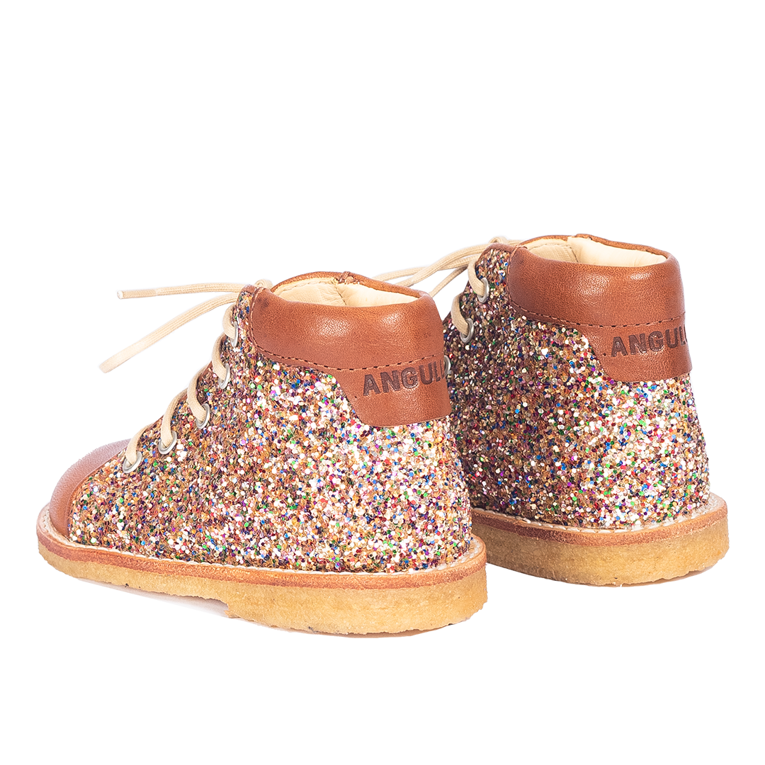 Classic toddler lace-up shoes with sparkling glitter