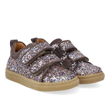 Sparkling glitter sneaker with suede trim