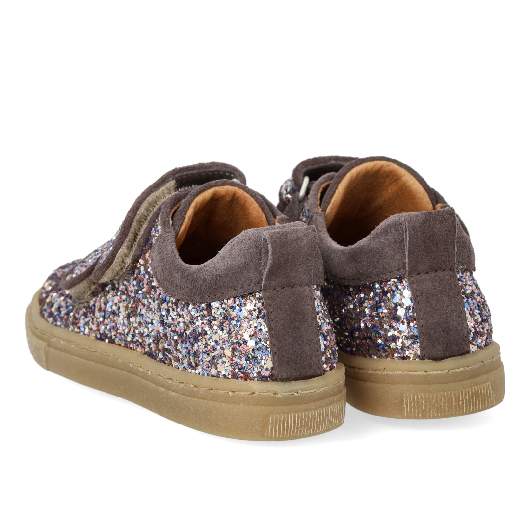 Sparkling glitter sneaker with suede trim