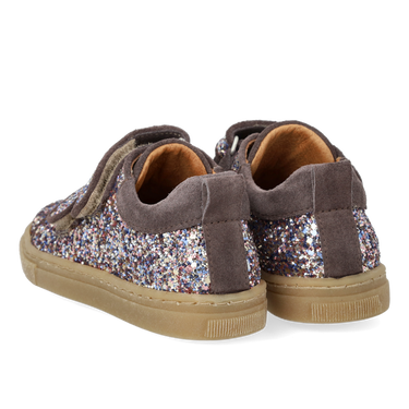 Sparkling glitter sneaker with suede trim