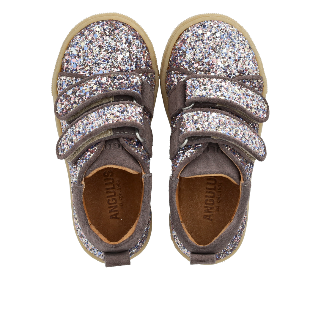 Sparkling glitter sneaker with suede trim
