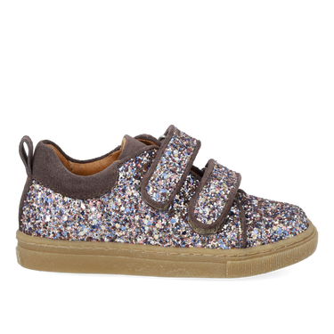 Sparkling glitter sneaker with suede trim