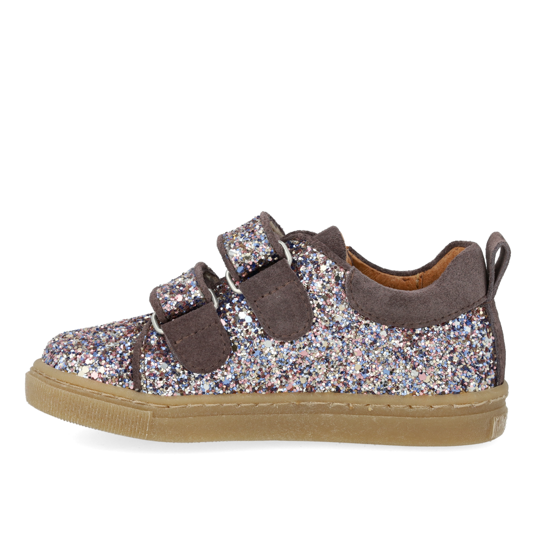 Sparkling glitter sneaker with suede trim