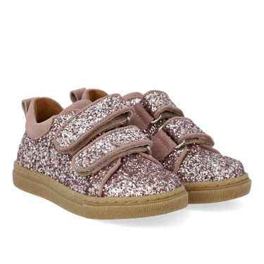 Sparkling glitter sneaker with suede trim