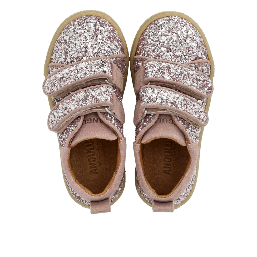 Sparkling glitter sneaker with suede trim