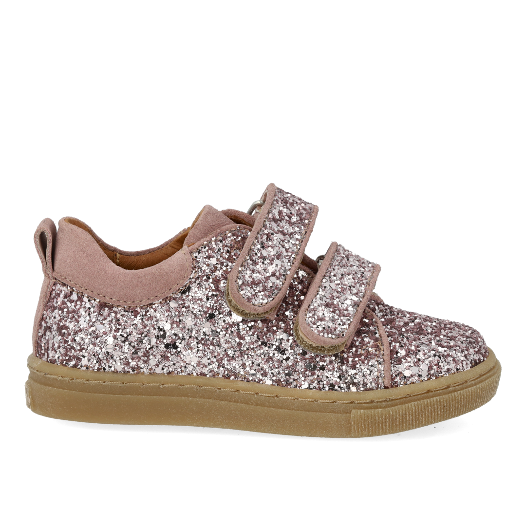Sparkling glitter sneaker with suede trim