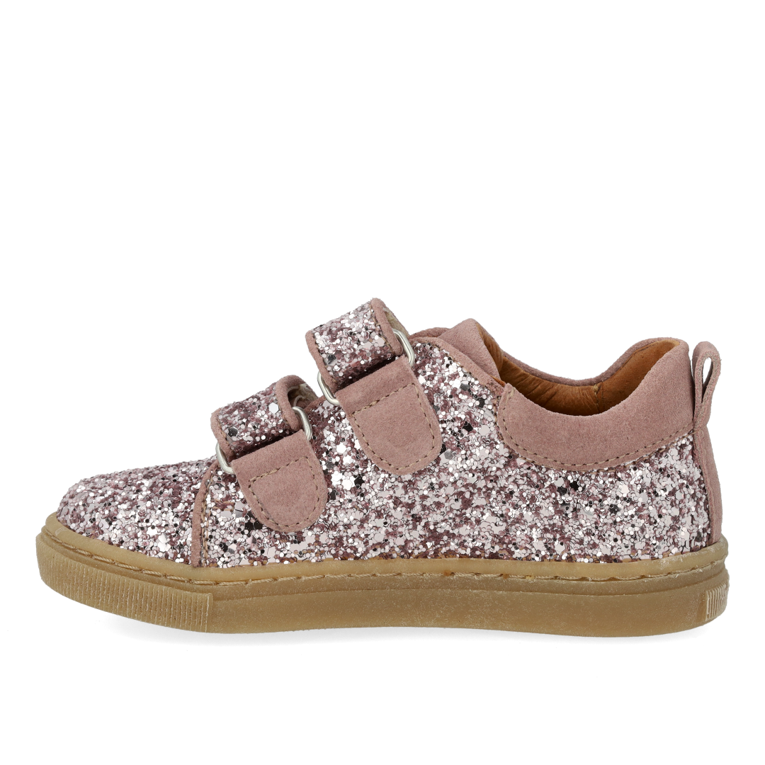 Sparkling glitter sneaker with suede trim