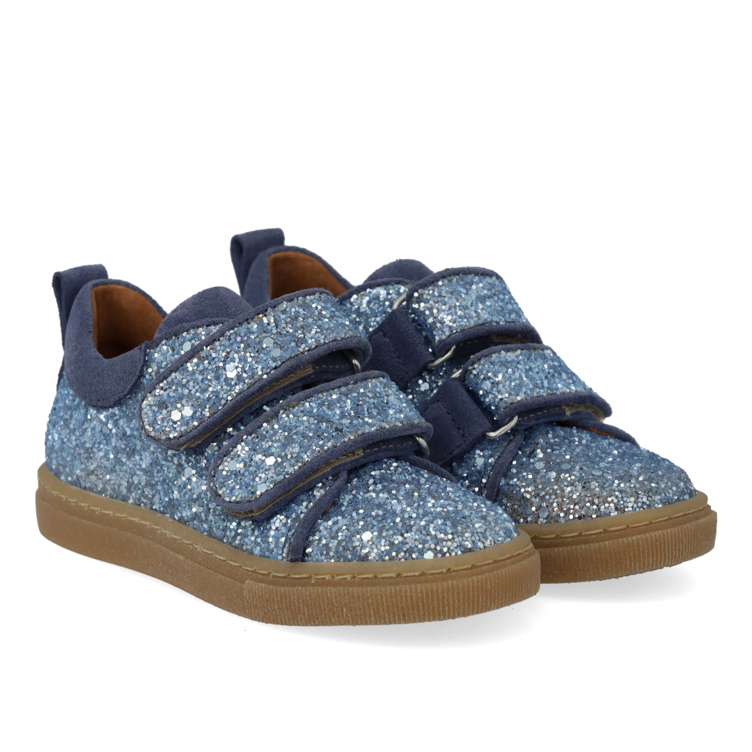 Sparkling glitter sneaker with suede trim