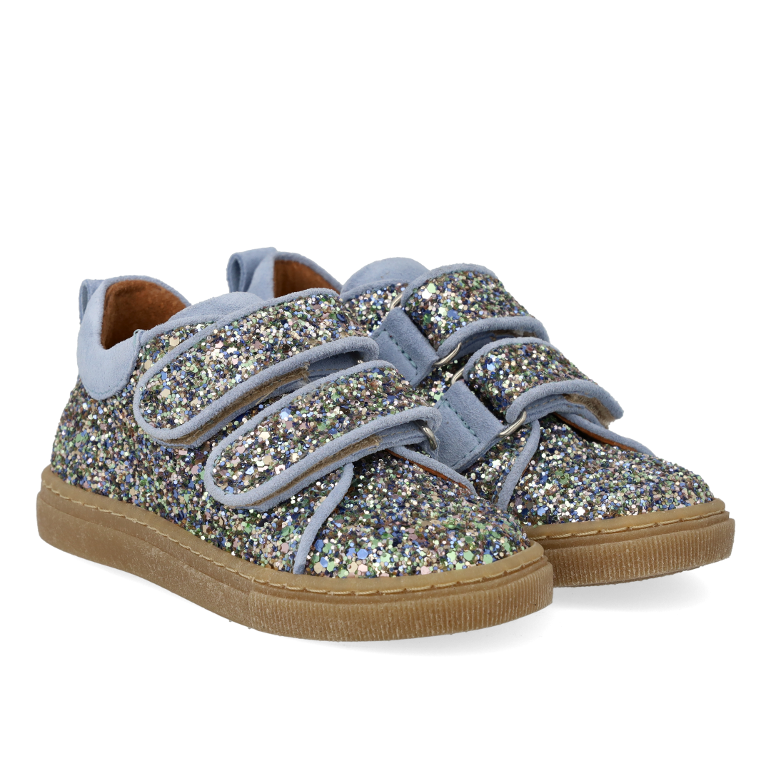 Sparkling glitter sneaker with suede trim