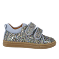 Sparkling glitter sneaker with suede trim