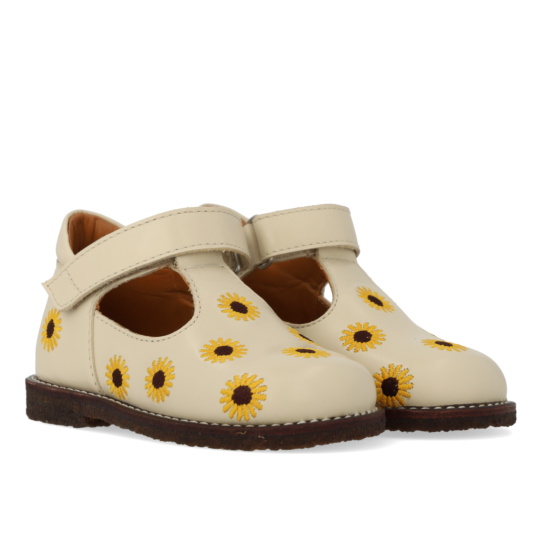 Classic toddler tulle shoes with sunflower embroidery