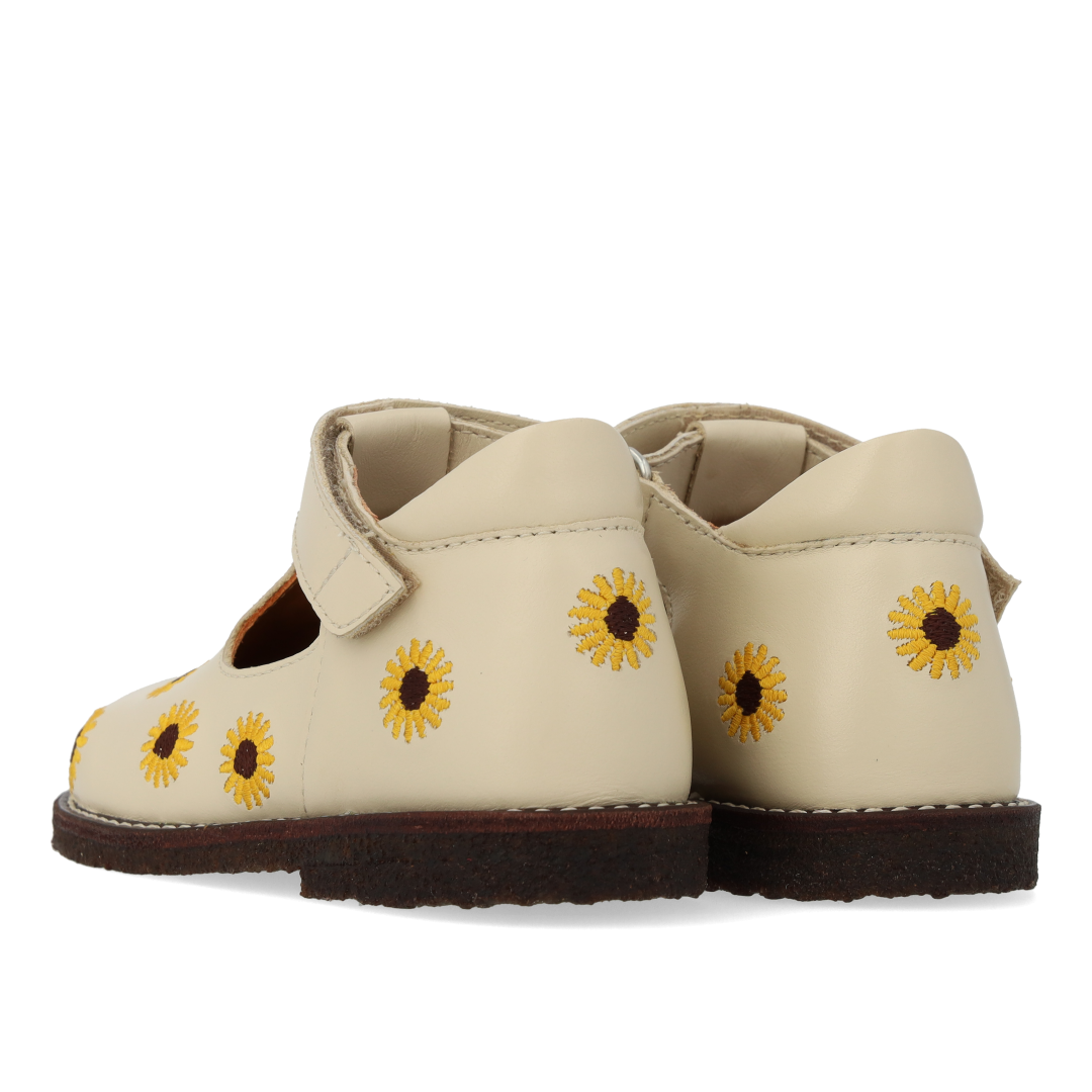 Classic toddler tulle shoes with sunflower embroidery
