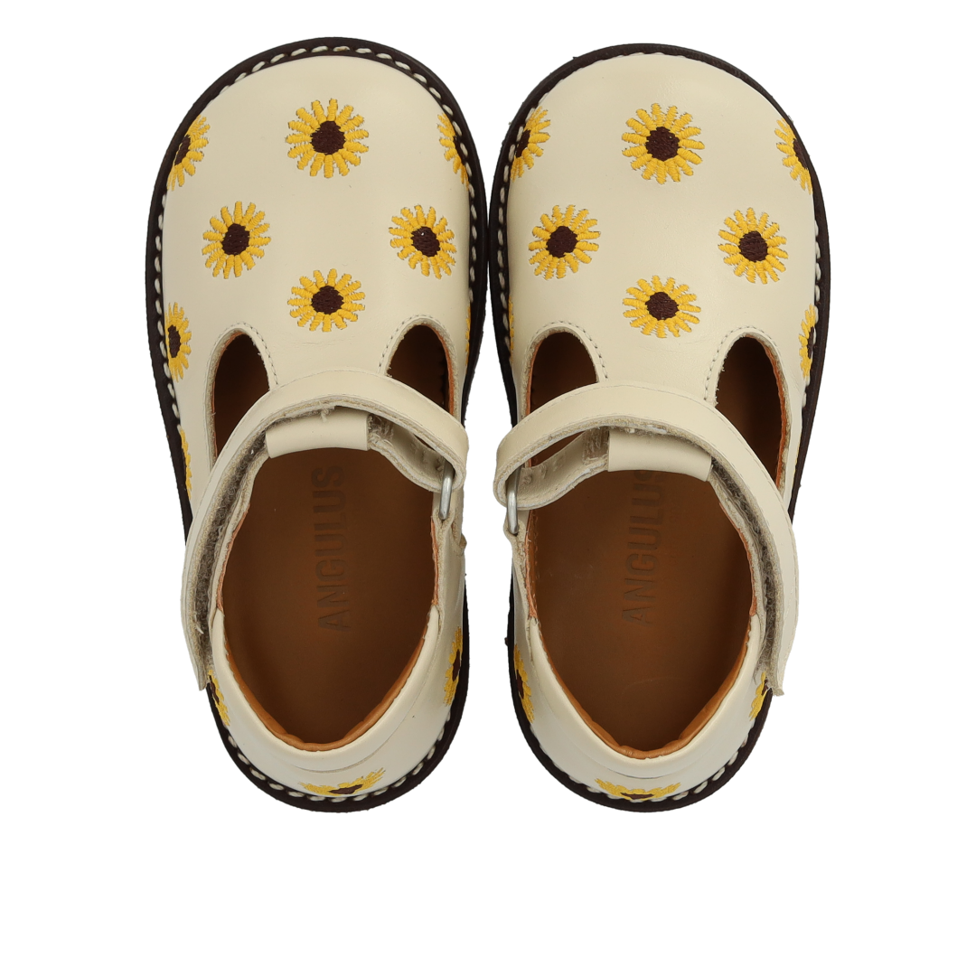 Classic toddler tulle shoes with sunflower embroidery