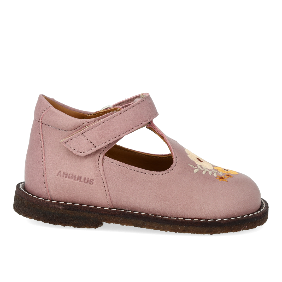 ANGULUS 3486-101 Beginner Mary Jane with floral embroidery ROSE