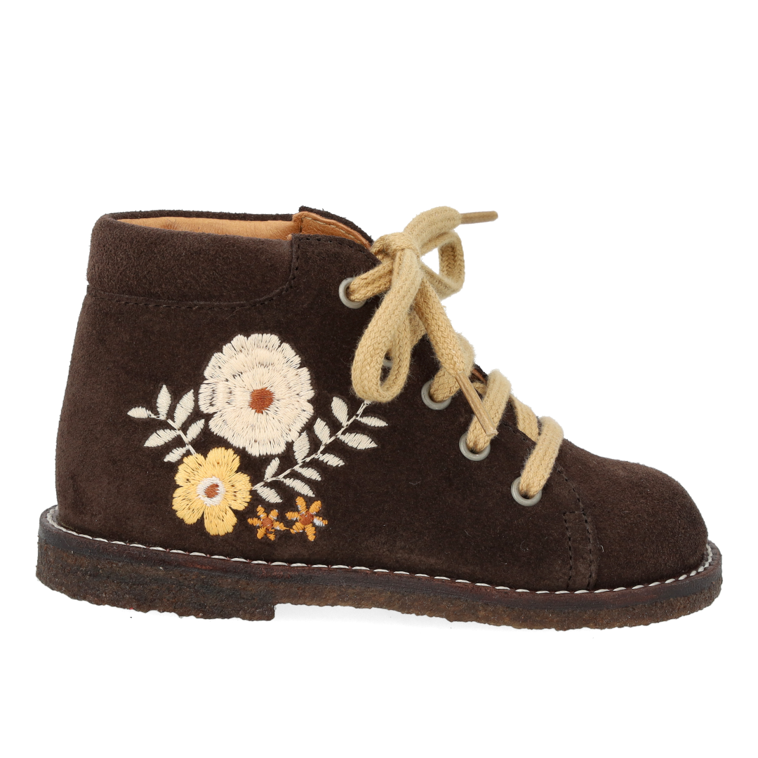 Toddler lace-up shoes with floral embroidery