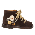 Toddler lace-up shoes with floral embroidery