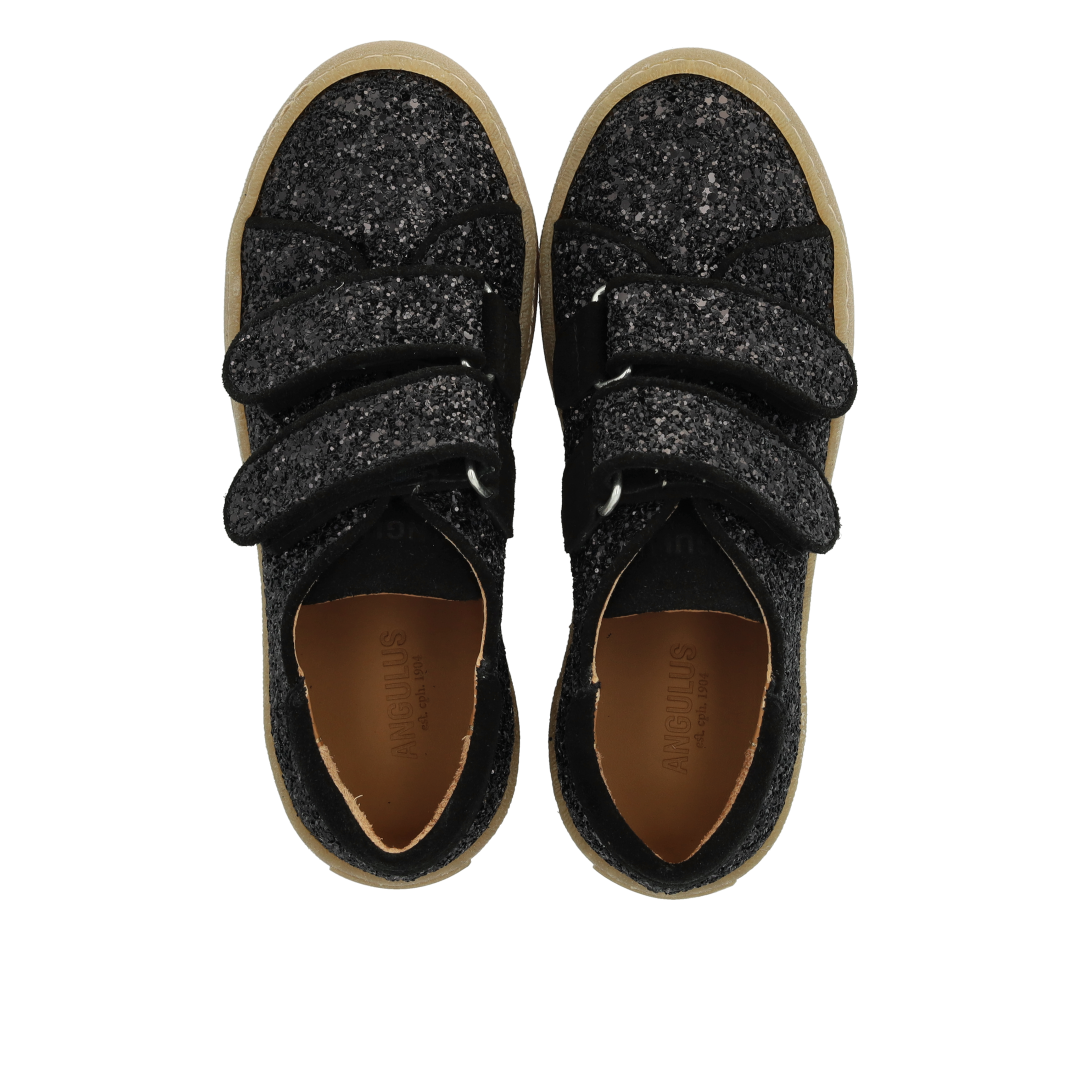 Sporty velcro-sneaker in sparkling glitter