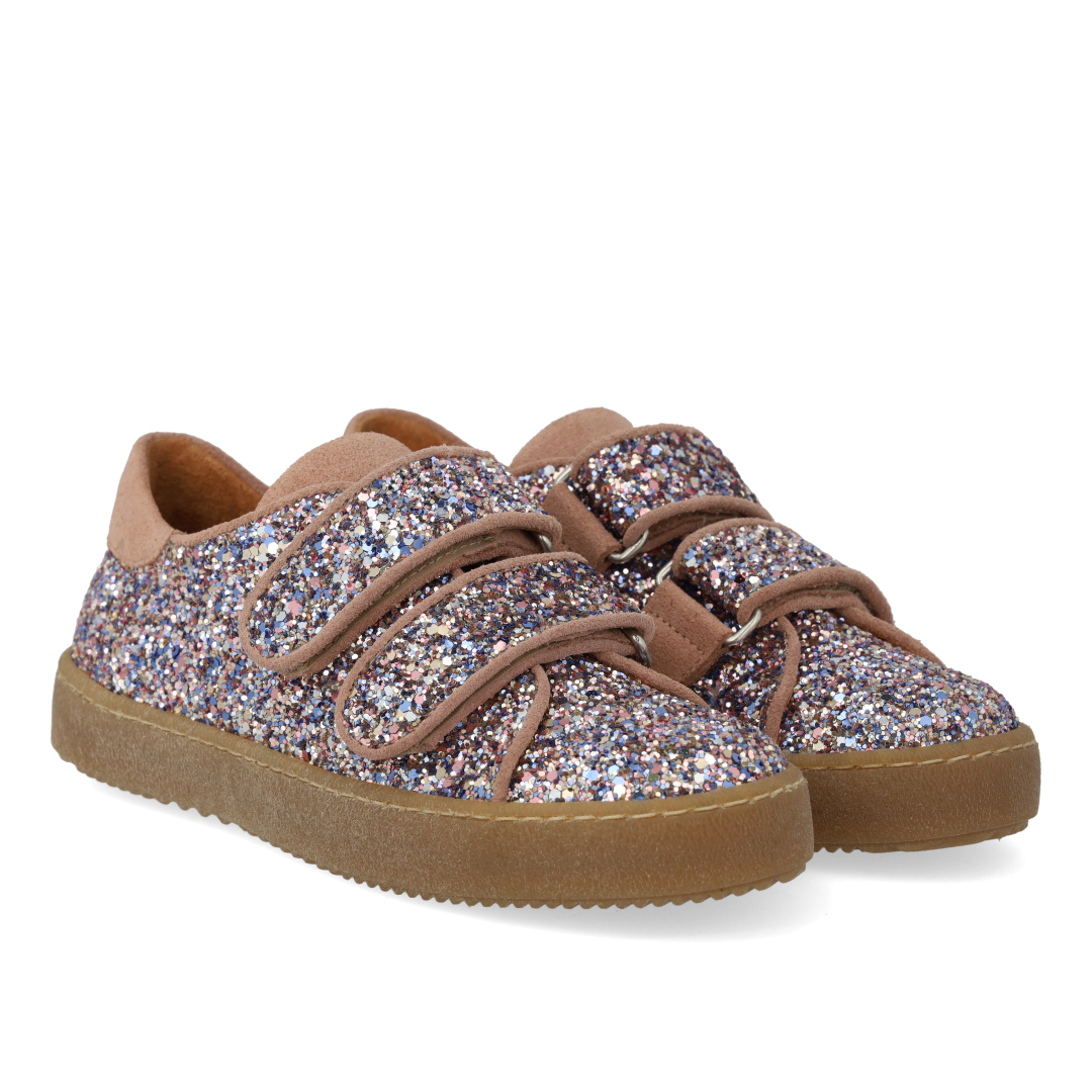 Sporty velcro-sneaker in sparkling glitter