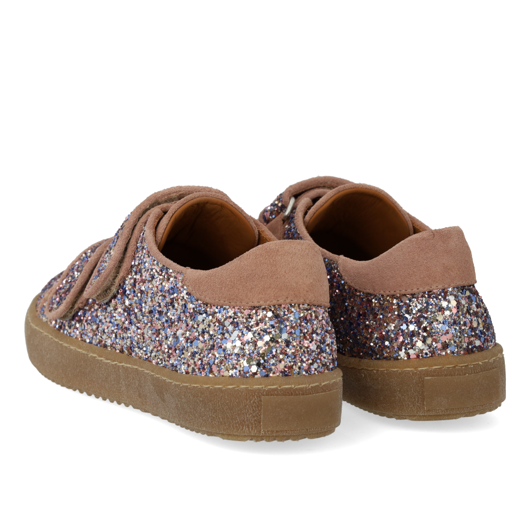 Sporty velcro-sneaker in sparkling glitter