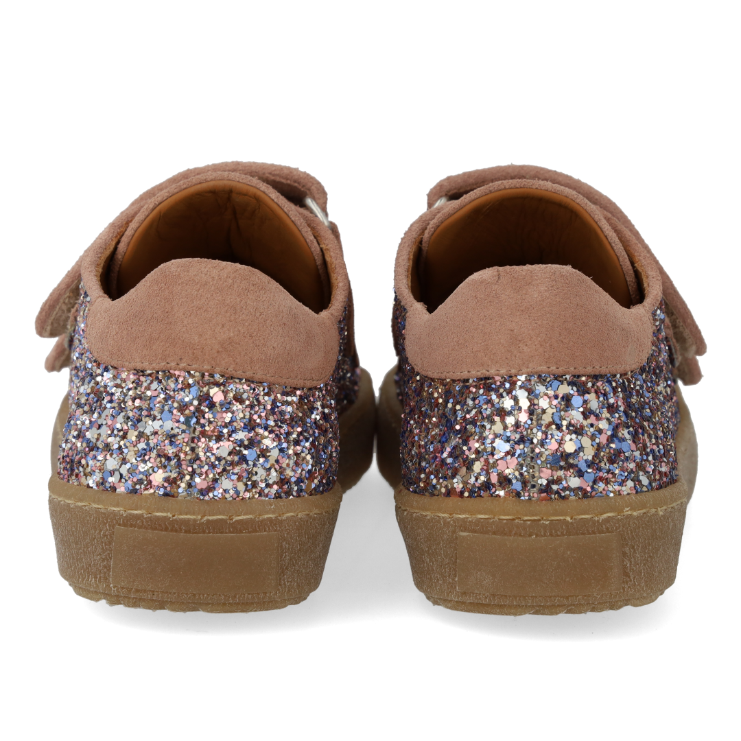 Sporty velcro-sneaker in sparkling glitter