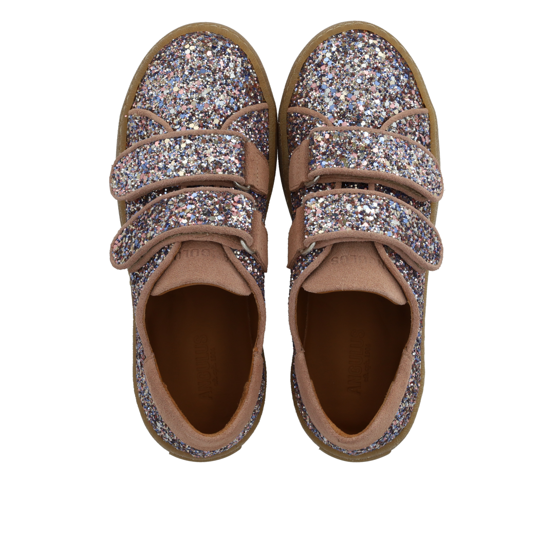 Sporty velcro-sneaker in sparkling glitter