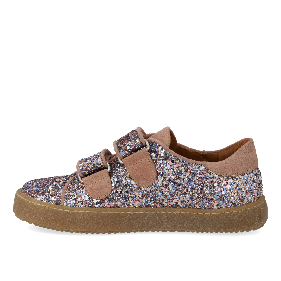 Sporty velcro-sneaker in sparkling glitter