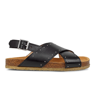 Sandal with soft foot bed and studs