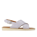 Cross-strap sandal with buckle fastening