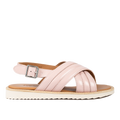 Padded cross-strap sandal with buckle closure