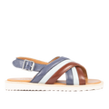 padded cross sandal with buckle closure